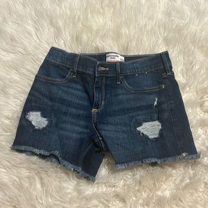 Abercrombie kids mid rise midi short dark blue jean shorts